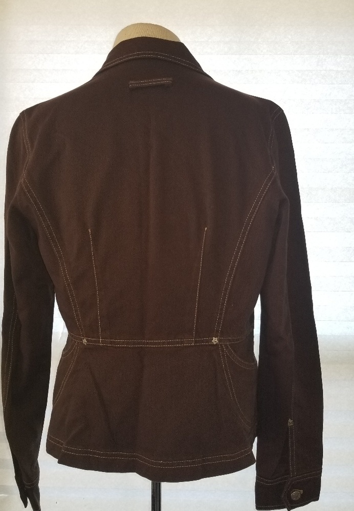 Tapered Chocolate Denim Jacket - Picture 4 of 4